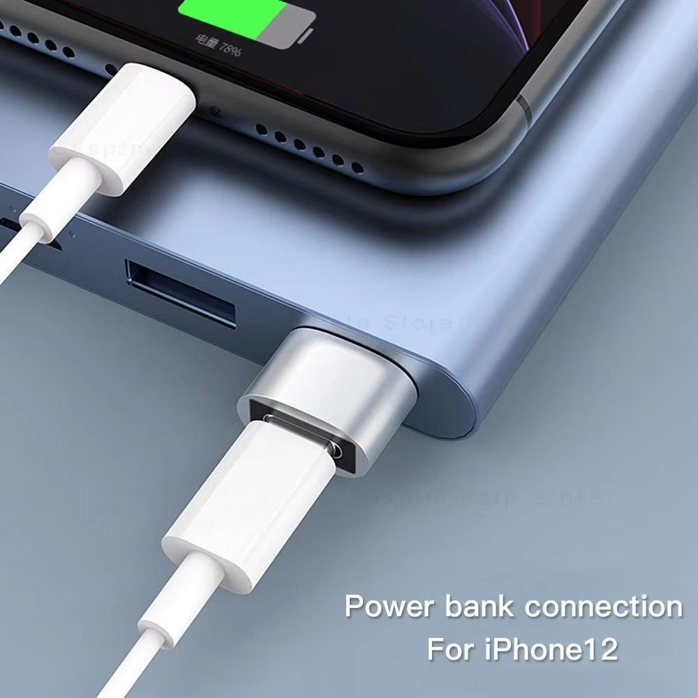 High Quality USB to Type-C Charger Adapter – 2PCS OTG Converter for iPhone, Plug & Play, Data Sync 480Mbps, Aluminum Alloy, Universal Type-C Compatibility