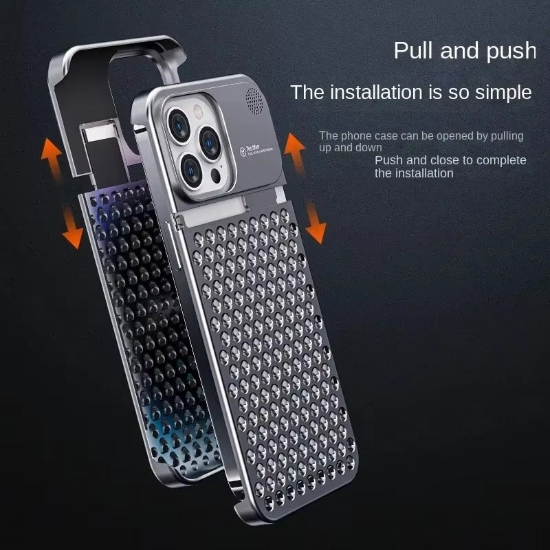 Luxury Apple iPhone Case, MagSafe Compatible, Camera Lens & Screen Protection, Ultra Thin, Shockproof, Magnetic Full All Around Cover – Aluminum Cooling Case with Heat Dissipation & Removable Fragrance Module