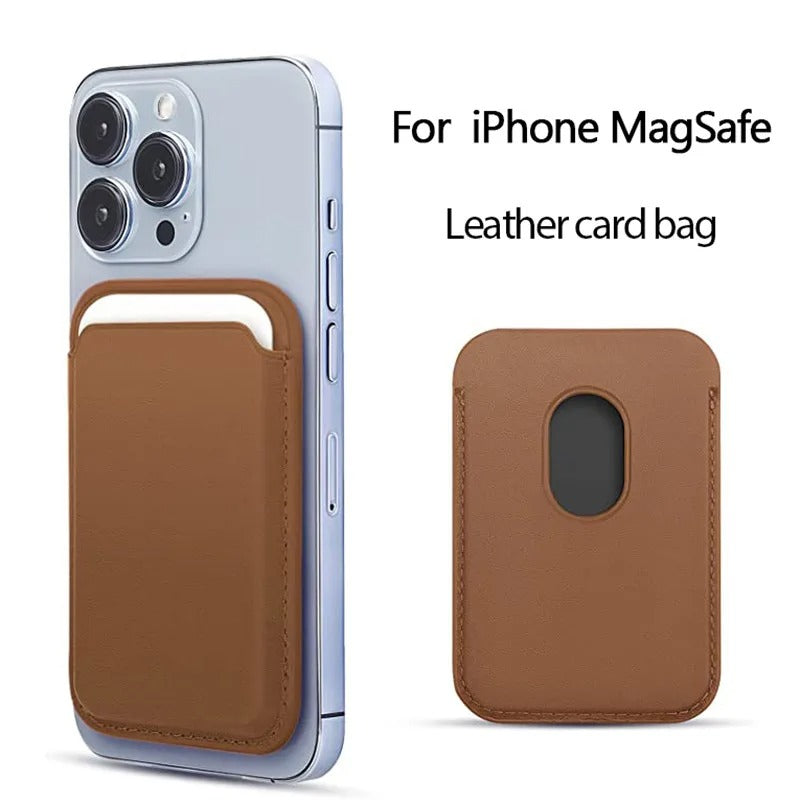 Premium Magnetic Leather Wallet for MagSafe – Slim Card Holder Case with RFID Block, Strong Magnet, Anti-Scratch, Non-Slip, Compatible with iPhone & Samsung