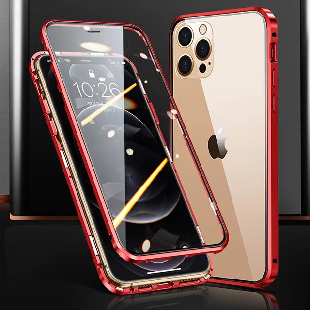 Premium Apple iPhone Case MagSafe Compatible, Camera Lens & Screen Protection Cover with Double Glass Snap Lock
