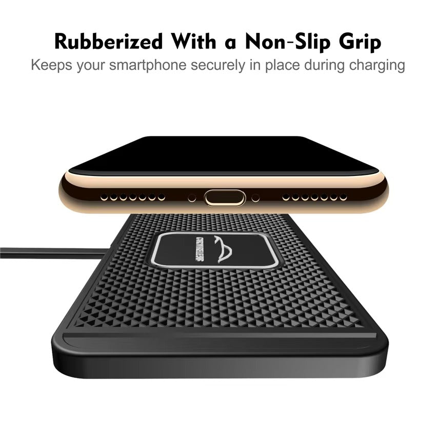 Premium, Wireless Car Charger, with Silicone, Anti-Slip Pad, Fast Charging, Cradle Dock, for iPhone, Smartphones, Car Dashboard