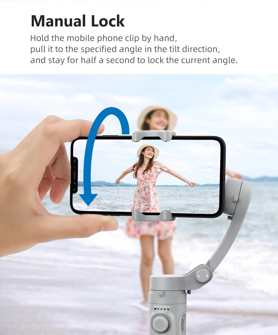 Advanced 3-Axis Smartphone Gimbal Stabilizer – Foldable Handheld Video Rig with Bluetooth, Anti-Shake, Vertical Shooting, for Vlog, YouTube, TikTok Recording