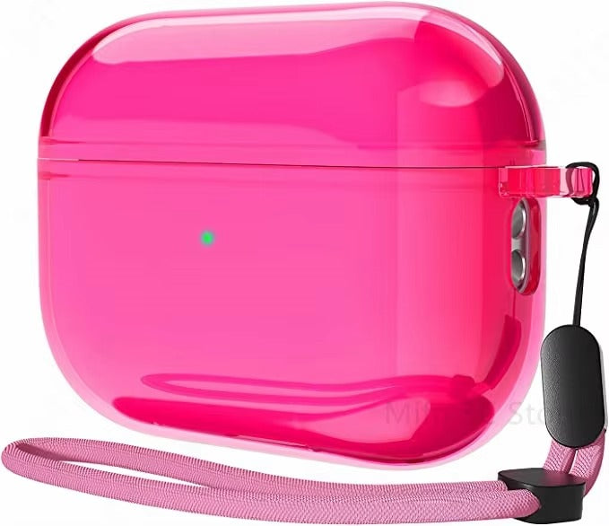 Clear Soft TPU Case with Lanyard for AirPods Pro 2, 4, 3, 2 – Lightweight Transparent Cover, Shockproof Earphone Accessories, Anti-Scratch Protective Funda