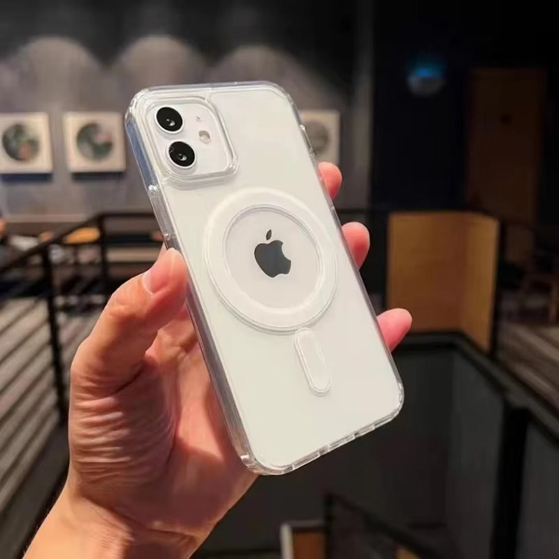 Premium Apple iPhone Case, MagSafe Compatible, Camera Lens & Screen Protection, Ultra Thin, Shockproof, Magnetic Full All Around Cover – Hard Crystal Clear Magnetic Case with Wireless Charging Support