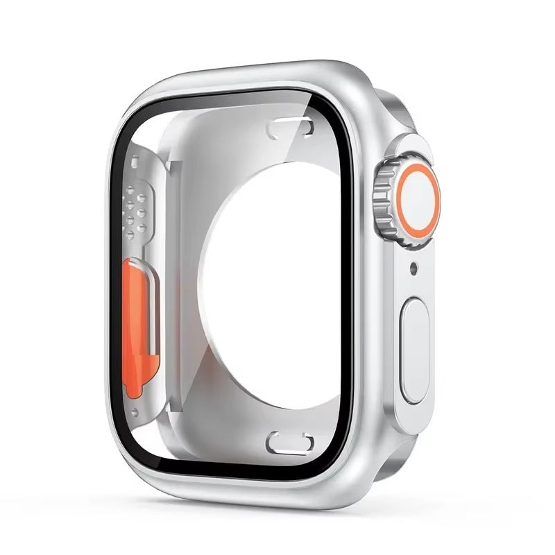 Durable Plastic Smartwatch Case with 360° Tempered Glass Screen Protector – Waterproof Sealing, Full Coverage Bumper, Anti-Fog and Scratch Resistant