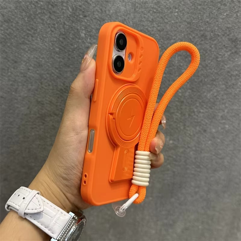 Luxury Apple iPhone Case, MagSafe Compatible, Camera Lens & Screen Protection, Ultra Thin, Shockproof, Magnetic Full All Around Cover – Invisible Folding Bracket Silicone Case with Soft Touch Finish