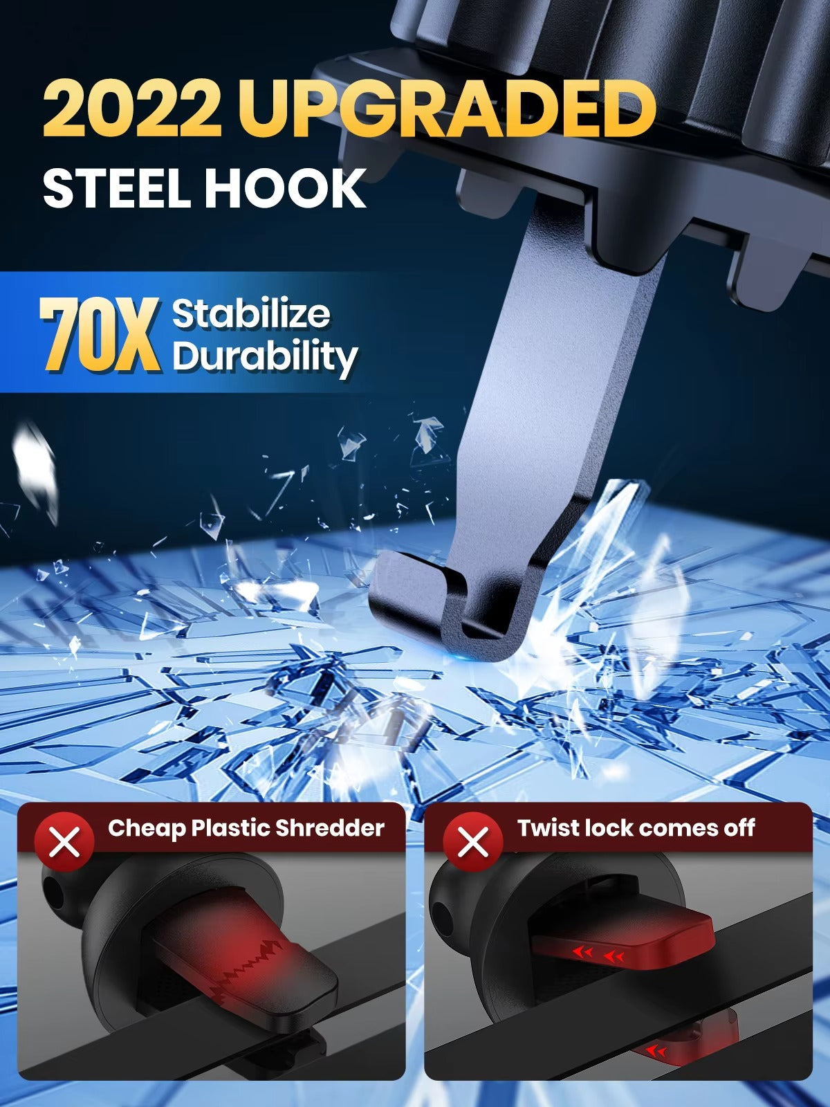 High Quality Universal Car Phone Holder – 360° Rotating Vent Mount with Hook Clip, Apple iPhone Devices