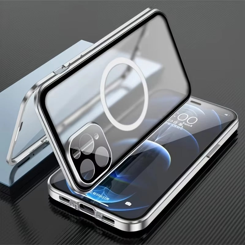 Premium Apple iPhone Case, MagSafe Compatible, Camera Lens & Screen Protection, Ultra Thin, Shockproof, Magnetic Full All Around Cover – 360° Metal Frame Case with Aluminum Alloy & Full Screen Protection