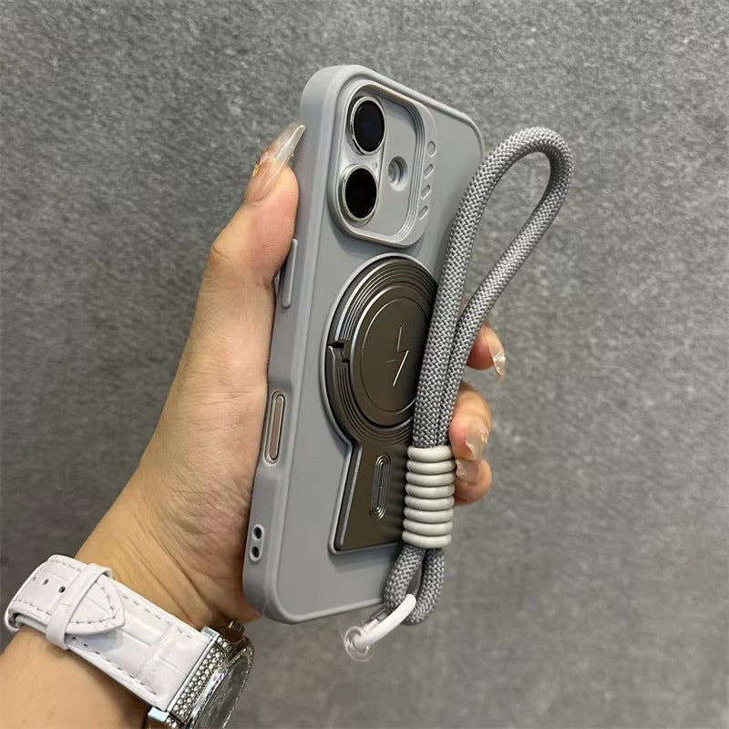 Luxury Apple iPhone Case, MagSafe Compatible, Camera Lens & Screen Protection, Ultra Thin, Shockproof, Magnetic Full All Around Cover – Invisible Folding Bracket Silicone Case with Soft Touch Finish