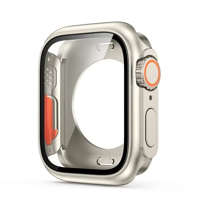Durable Plastic Smartwatch Case with 360° Tempered Glass Screen Protector – Waterproof Sealing, Full Coverage Bumper, Anti-Fog and Scratch Resistant