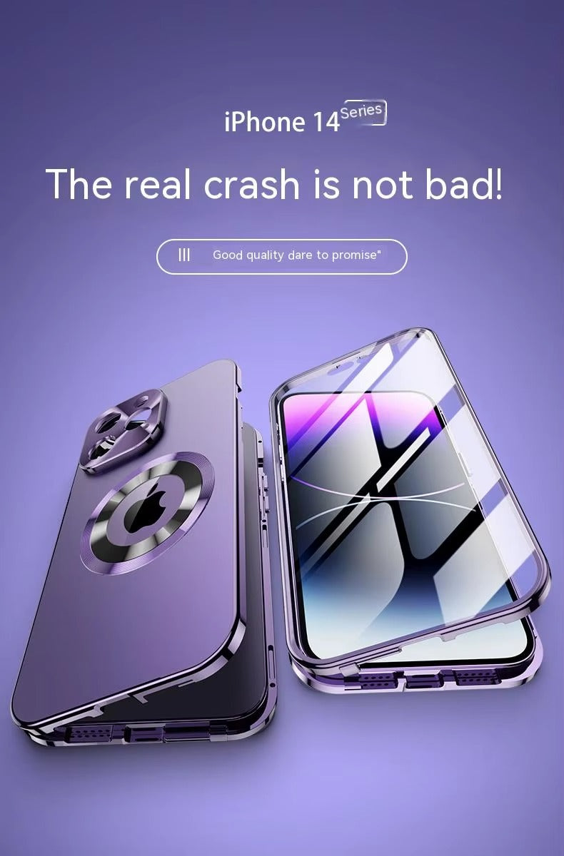 High Quality Apple iPhone Case Ultra Thin Shockproof Magnetic Full All Around Protection Cover with Frosted Glass Metal Lens