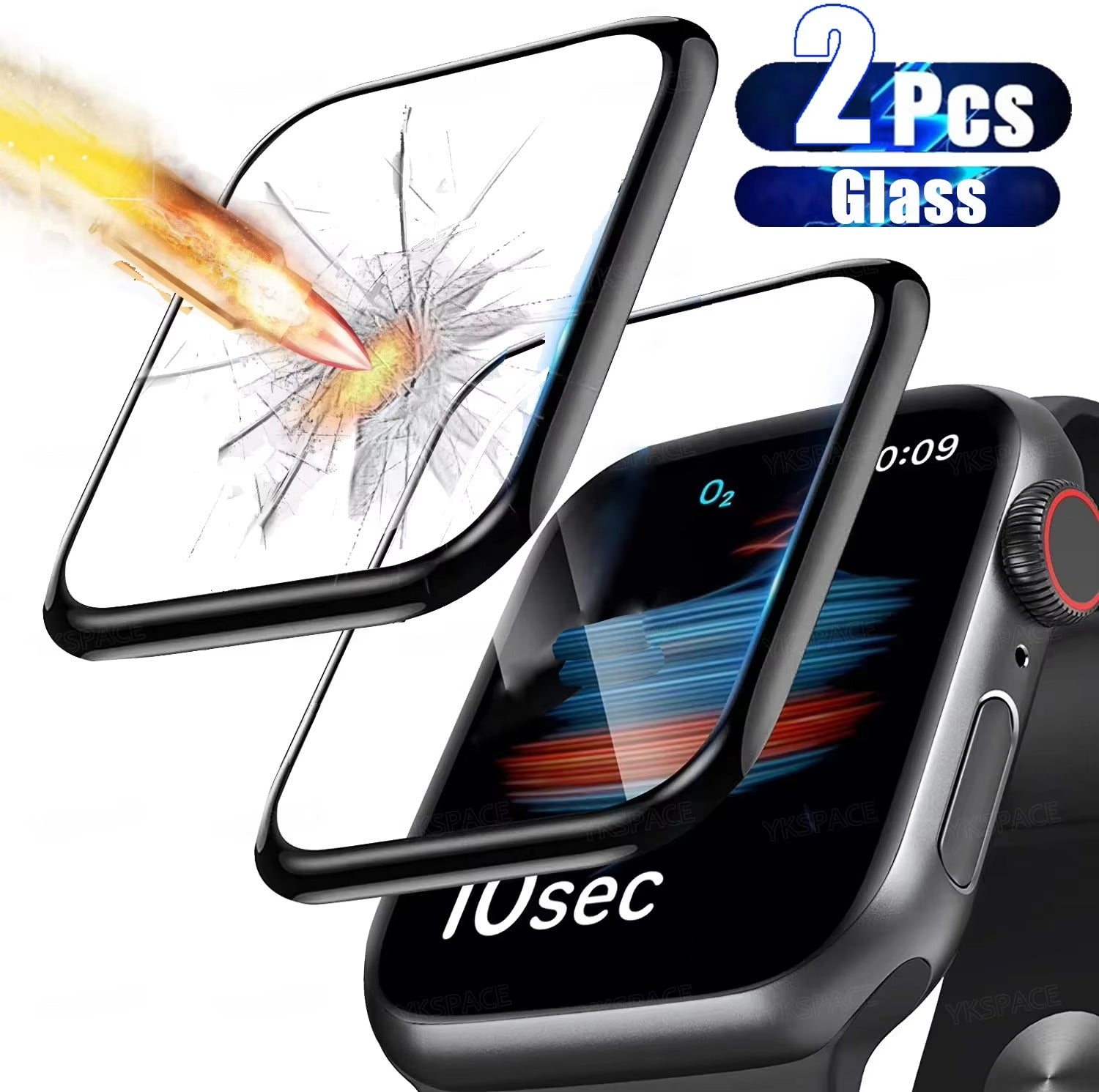 Premium 3D Full Cover Tempered Glass Screen Protector for Apple Watch – Anti-Fingerprint, Shockproof Case Bundle 38mm–49mm