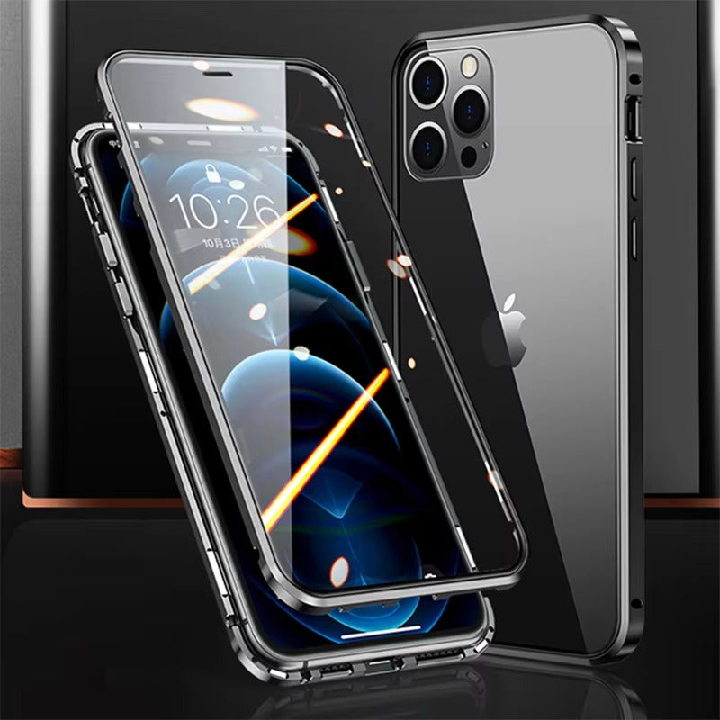 Premium Apple iPhone Case MagSafe Compatible, Camera Lens & Screen Protection Cover with Double Glass Snap Lock
