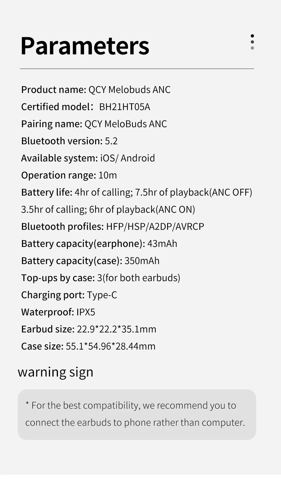 Premium, ANC Wireless Headphones – Bluetooth 5.2 Earphones with 6-Mic ENC, HD Call, Transparency Mode for Apple iPhone