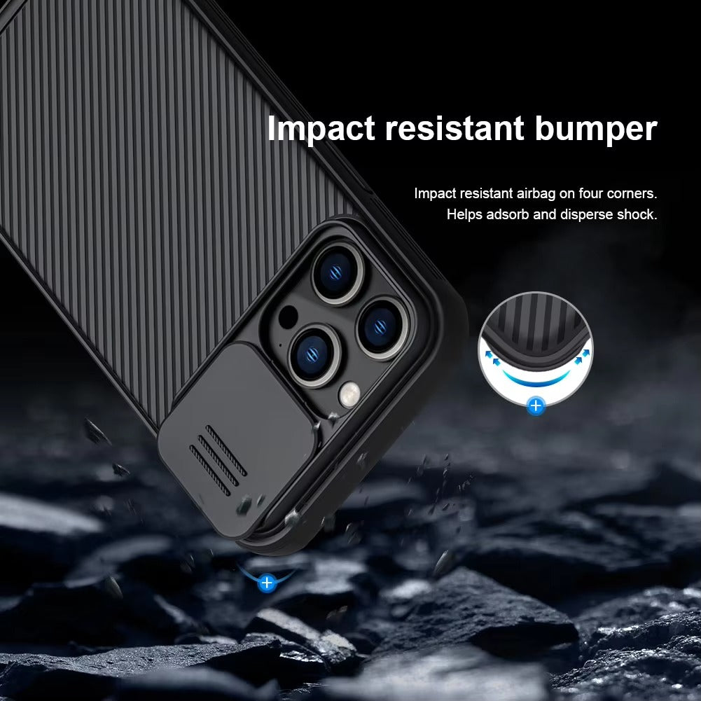 Premium Apple iPhone Case Ultra Thin Shockproof Magnetic Full All Around Protection Cover with Slide Camera Stand Bracket