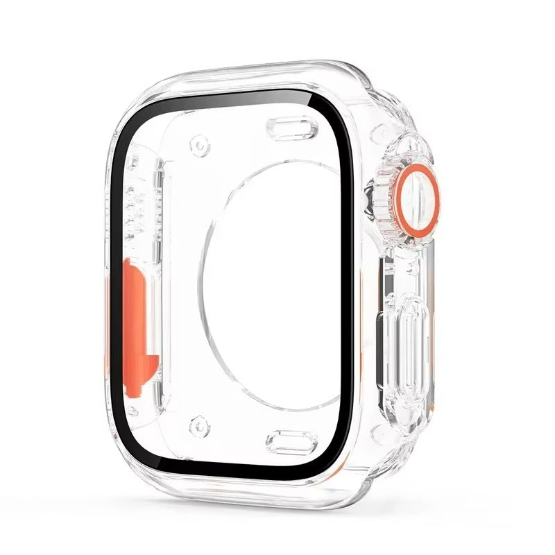 Durable Plastic Smartwatch Case with 360° Tempered Glass Screen Protector – Waterproof Sealing, Full Coverage Bumper, Anti-Fog and Scratch Resistant