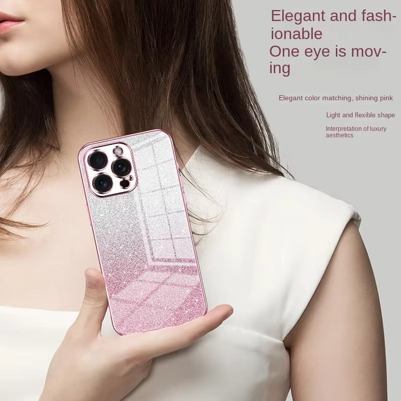 Luxury Apple iPhone Case, MagSafe Compatible, Camera Lens & Screen Protection, Ultra Thin, Shockproof, Magnetic Full All Around Cover – Electroplated Glitter Soft TPU Case with Shockproof Back Protection