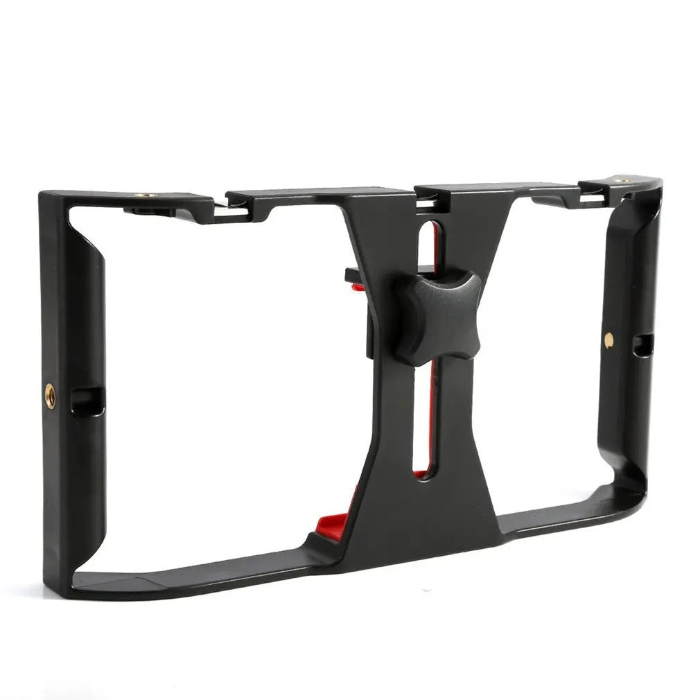 Robust Smartphone Video Rig Stabilizer with Dual Handgrips – Universal Handheld Phone Cage for YouTube, Live Streaming, Vlogging, LED & Mic Mount