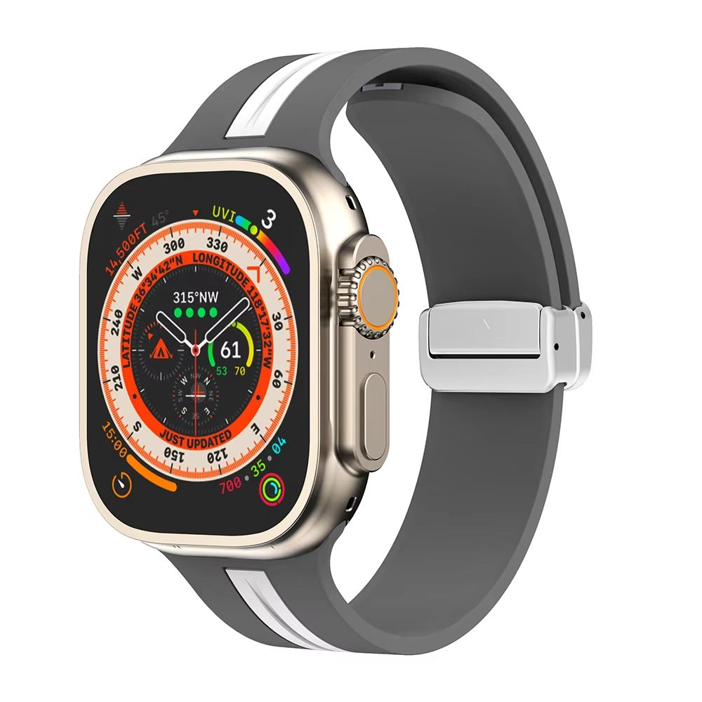 Magnetic Silicone Smartwatch Strap – Breathable Replacement Band with Snap Closure, Compatible with 38mm to 49mm Watches