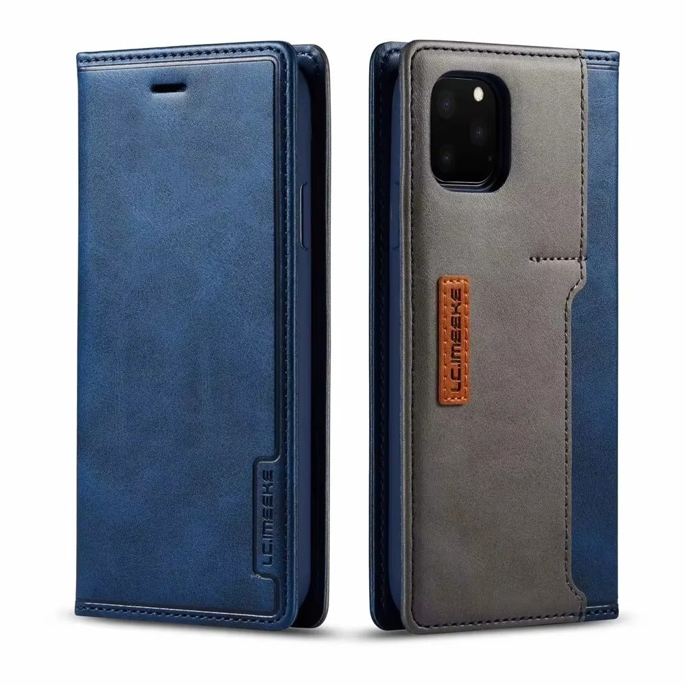Premium Leather Flip iPhone Case, MagSafe Compatible, Ultra Thin Magnetic Shockproof Cover with Camera and Screen Protection