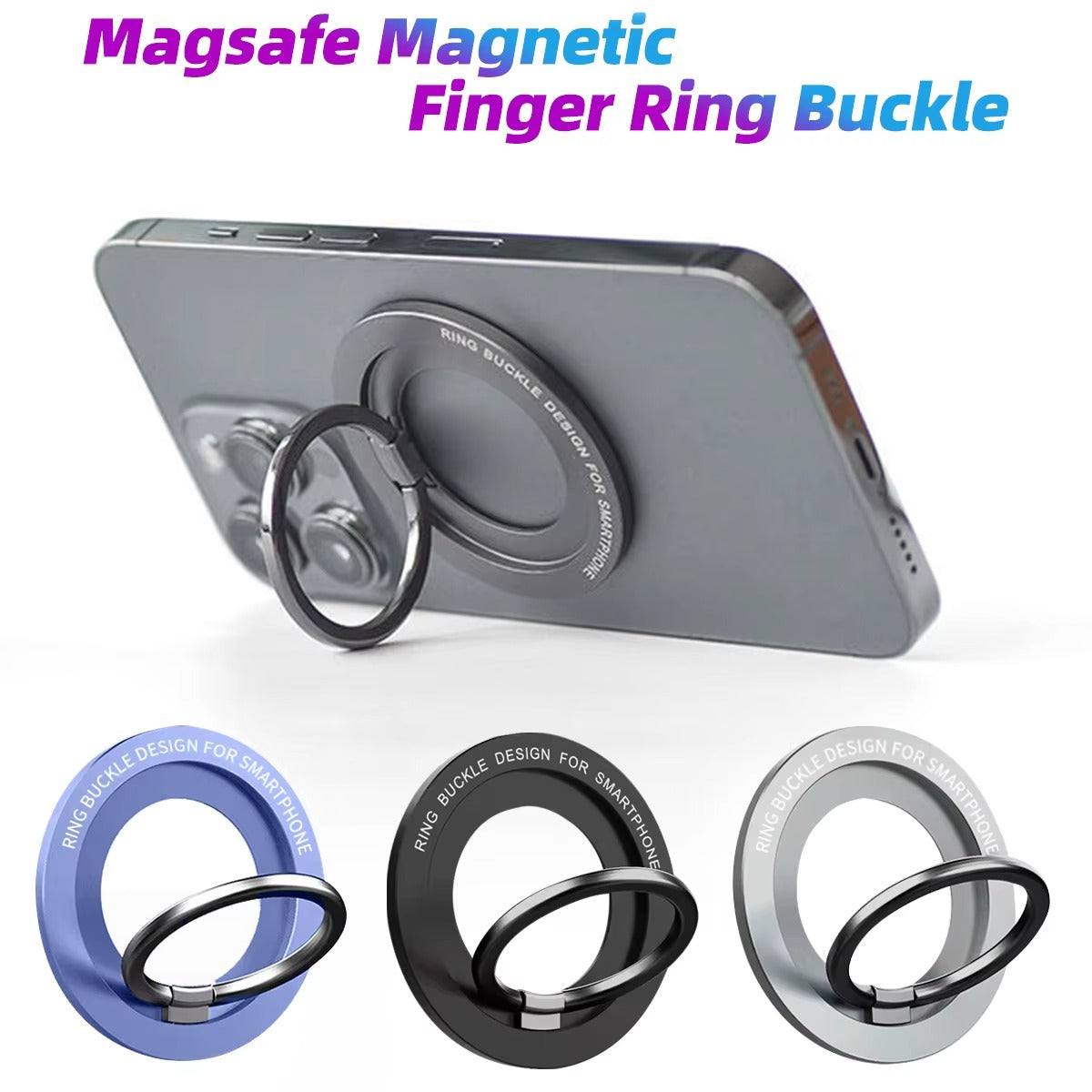 Premium, Magnetic Phone Ring Holder for MagSafe – Detachable, 360° Rotating Grip Stand, Compatible with Apple iPhone