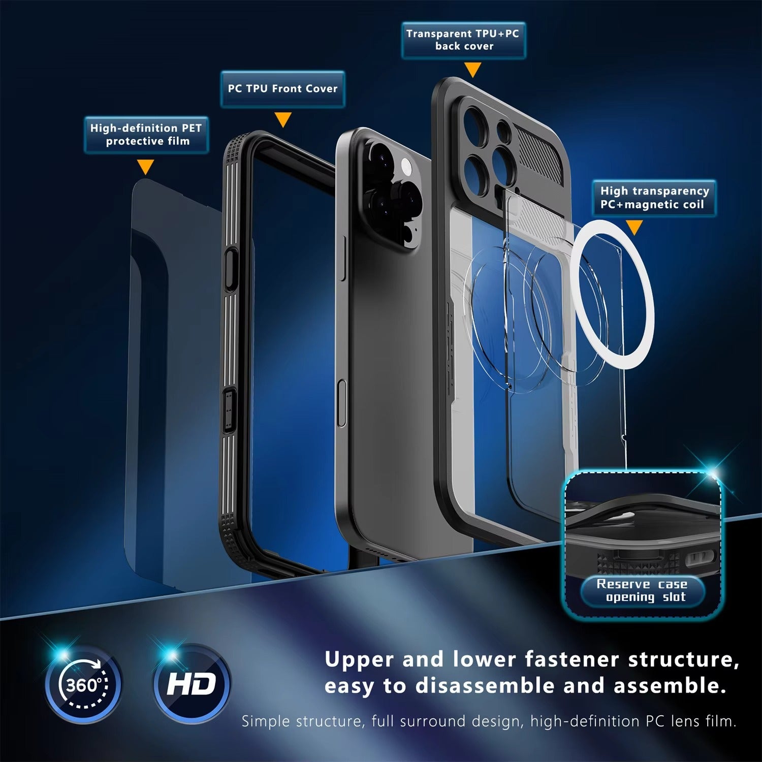 Premium Apple iPhone Case MagSafe Compatible, Camera Lens & Screen Protection, Ultra Thin Shockproof Magnetic Full All Around Protection Cover with IP68 Waterproof Charging Design