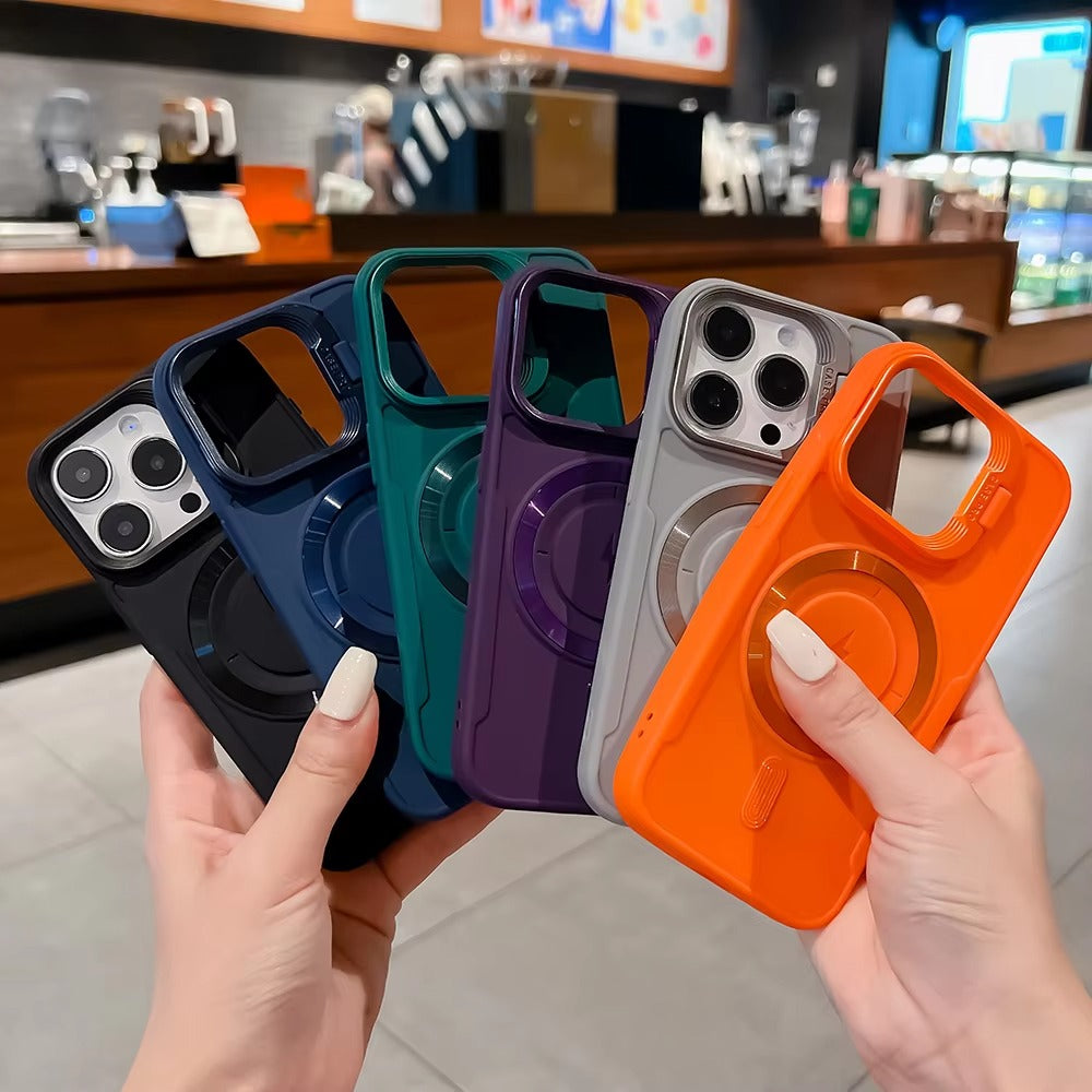 Premium Apple iPhone Case, MagSafe Compatible, Camera Lens & Screen Protection, Ultra Thin, Shockproof, Magnetic Full All Around Cover – Soft Silicone Case with Wrist Strap, Magnetic Lanyard & Lens Stand Bracket