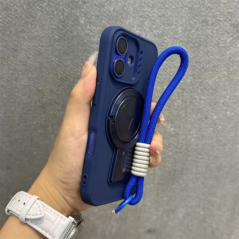 Luxury Apple iPhone Case, MagSafe Compatible, Camera Lens & Screen Protection, Ultra Thin, Shockproof, Magnetic Full All Around Cover – Invisible Folding Bracket Silicone Case with Soft Touch Finish