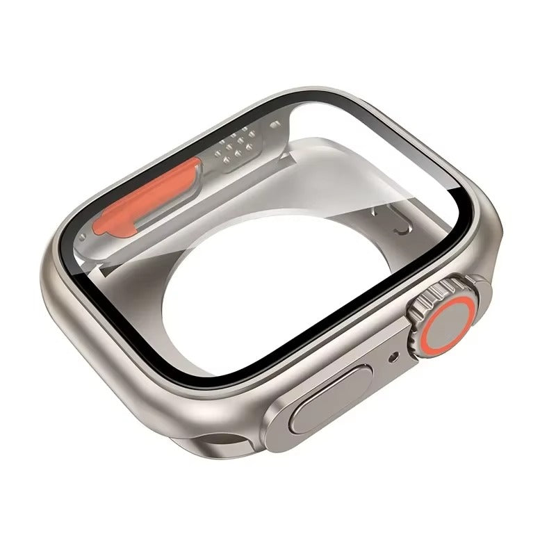 Durable Plastic Smartwatch Case with 360° Tempered Glass Screen Protector – Waterproof Sealing, Full Coverage Bumper, Anti-Fog and Scratch Resistant