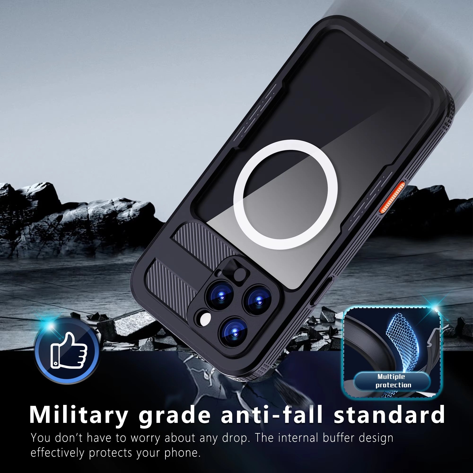 Luxury Apple iPhone Case MagSafe Compatible, Camera Lens & Screen Protection, Ultra Thin Shockproof Magnetic Full All Around Protection Cover with IP68 Clear Diving Design