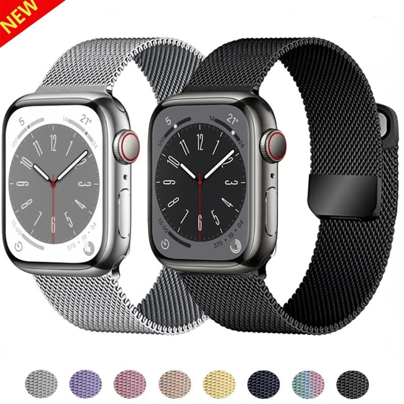 Luxury Magnetic Stainless Steel Watch Band – Adjustable Milanese Loop , Slim Metal Bracelet for 40–49mm Smartwatches