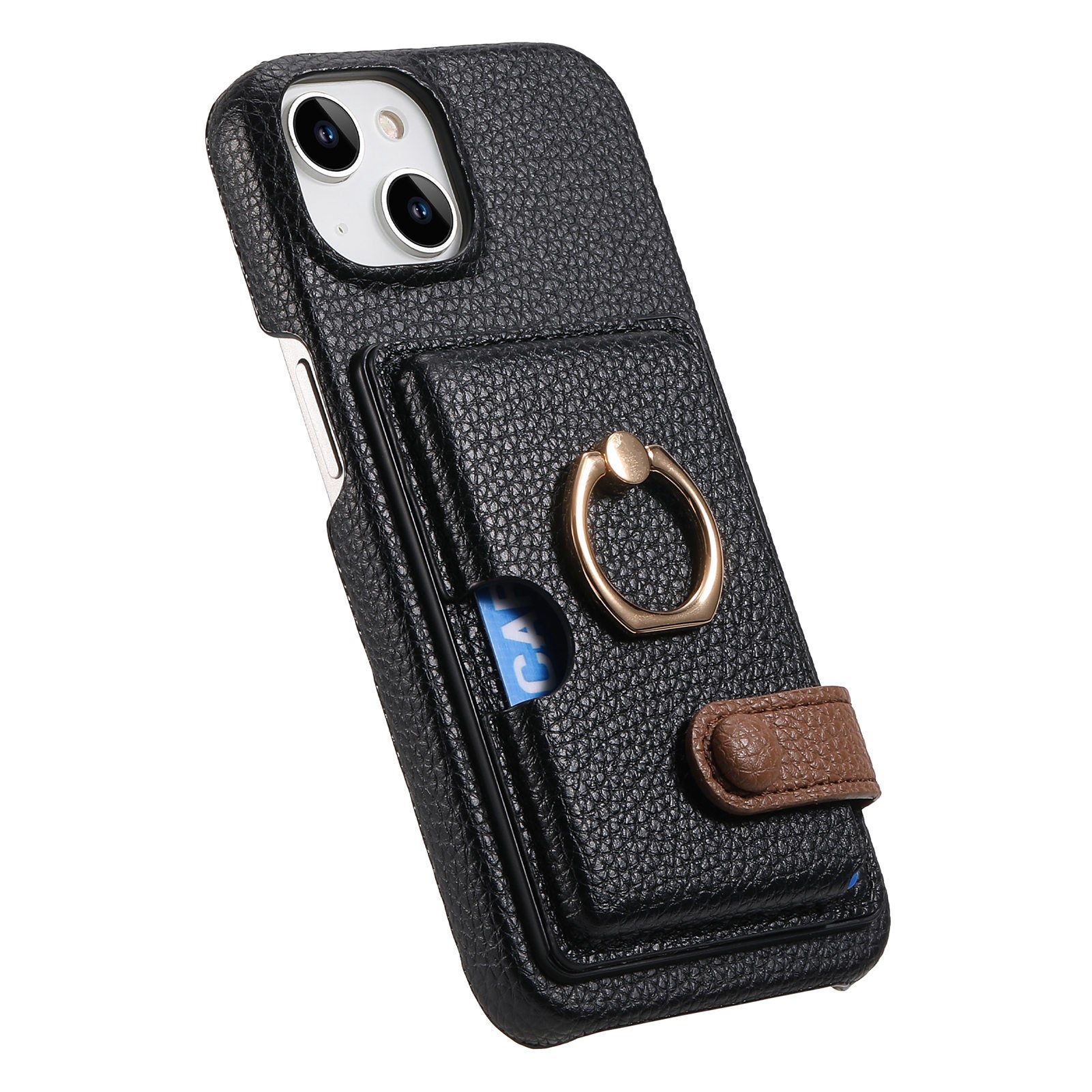Premium Leather Ring Stand Wallet iPhone Case Card Holder, Magnetic Closure, and Kickstand Support for Hands-Free Convenience