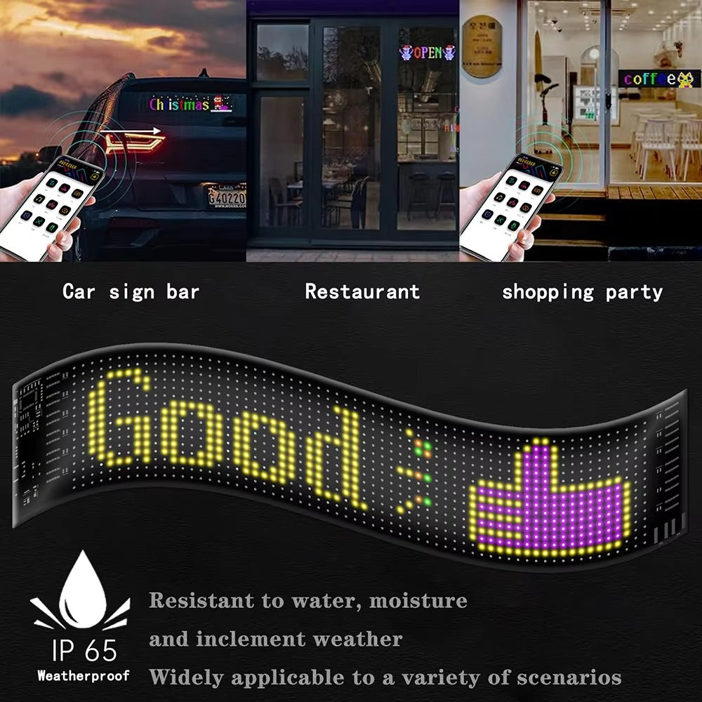 High Quality Flexible LED Matrix Panel with Bluetooth App Control, USB 5V Programmable Display Sign for Car, Storefronts