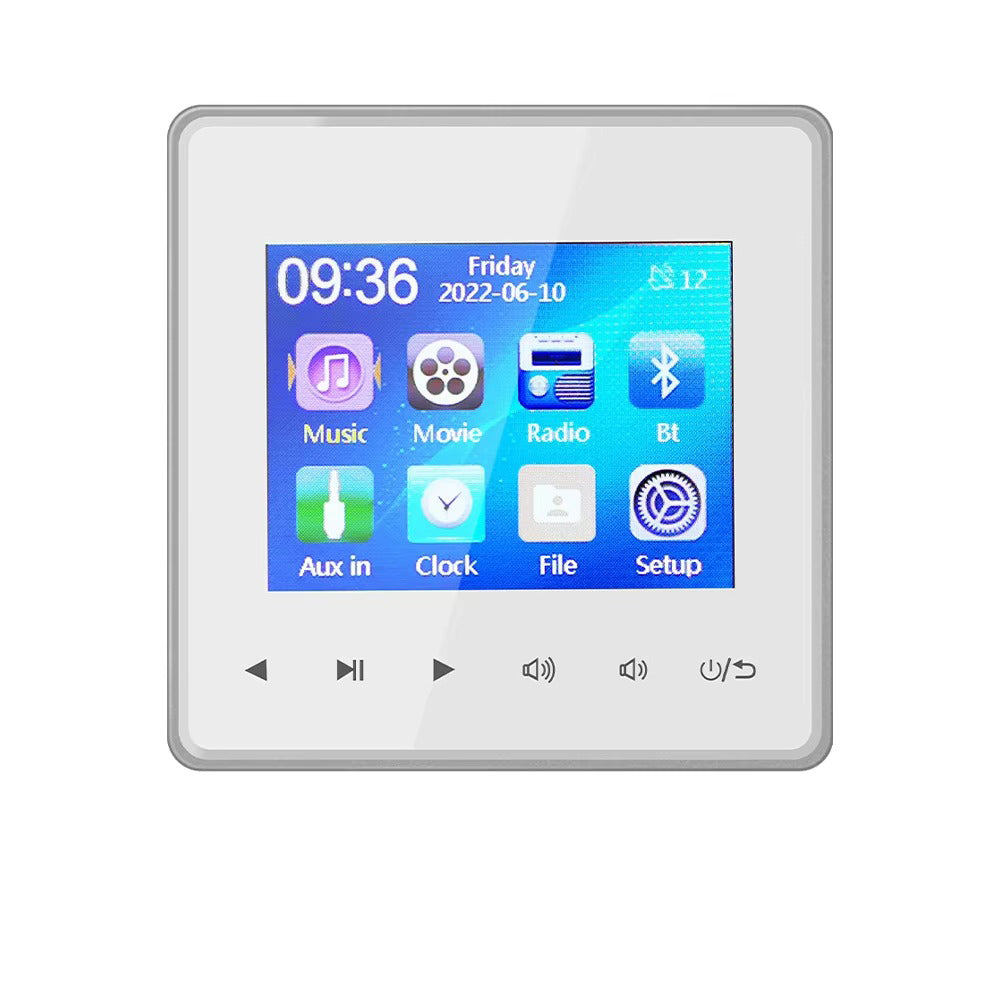 Premium Bluetooth Wall Amplifier for iPhone, 2.8" HD Touchscreen Music Control Panel, Smart Home Stereo System with FM, AUX,