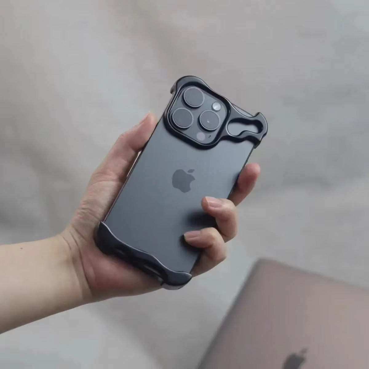 Luxury Metal Bumper Apple iPhone Case, MagSafe Compatible, Ultra Thin Magnetic Irregular Aluminum Frame and Lens Film Guard