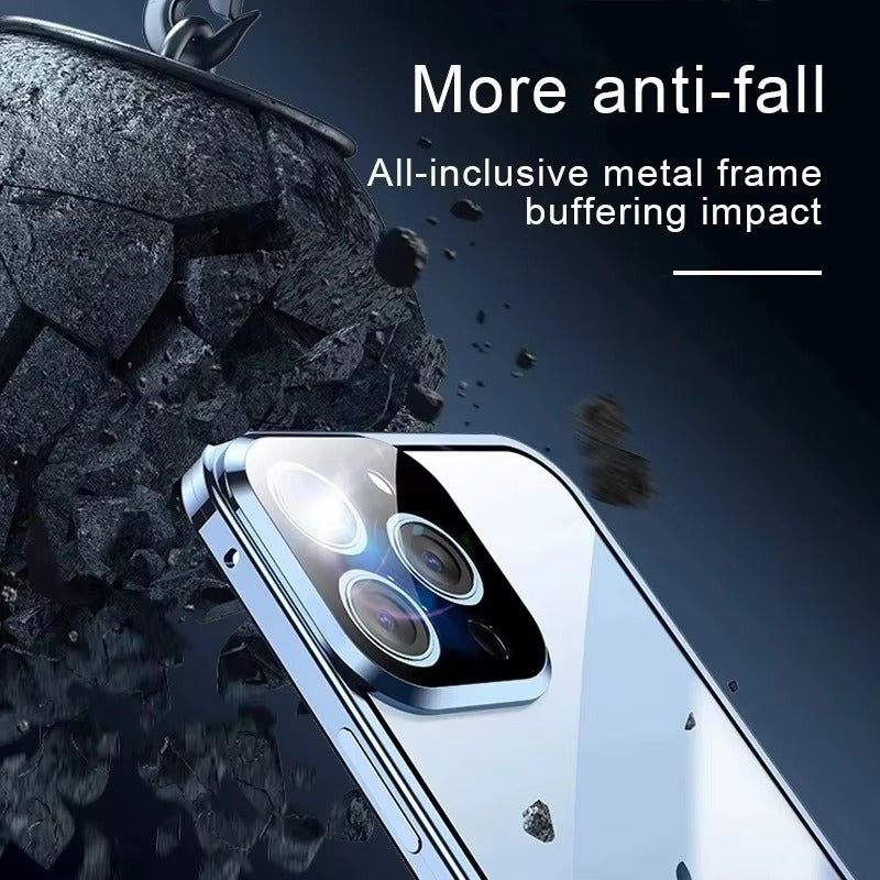 Premium Apple iPhone Case MagSafe Compatible, Camera Lens & Screen Protection Cover with Double Glass Snap Lock
