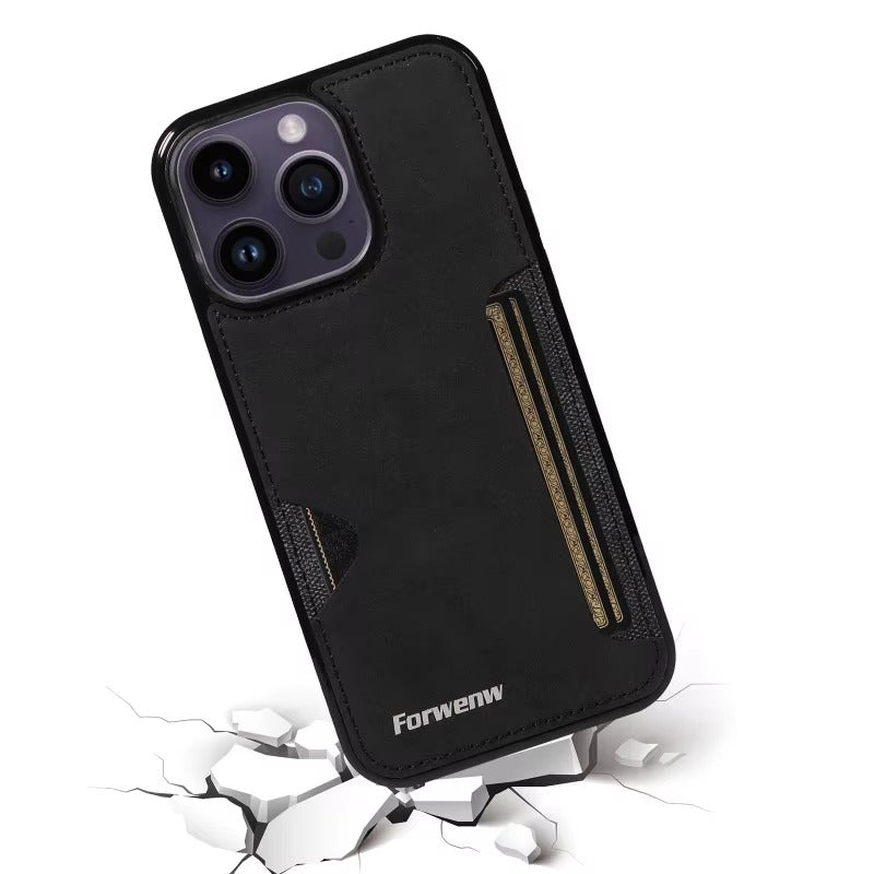 Luxury Apple iPhone Case, MagSafe Compatible, Camera Lens and Screen Protection, Ultra Thin, Shockproof, Magnetic, Full All Around Protection, Retro Leather Wallet Cover