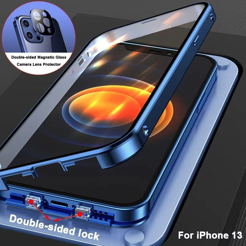 Luxury Apple iPhone Case MagSafe Compatible, Camera Lens & Screen Protection, Cover with Double-Sided Glass Design