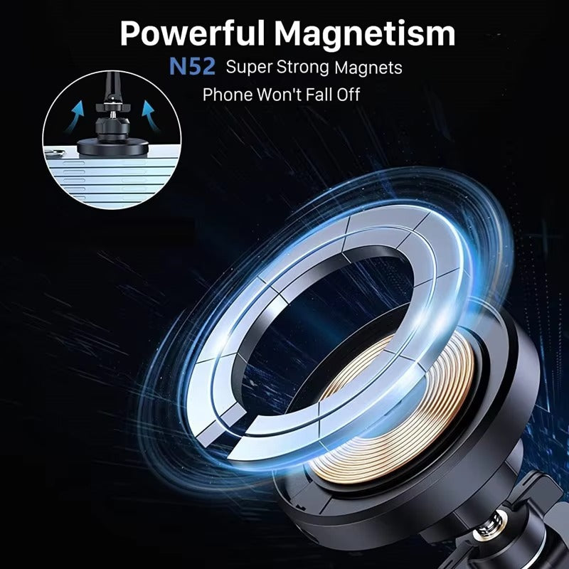 High-Speed 30W Magnetic Wireless Car Charger – Phone Holder Stand with Fast Charging, Dashboard or Vent Mount