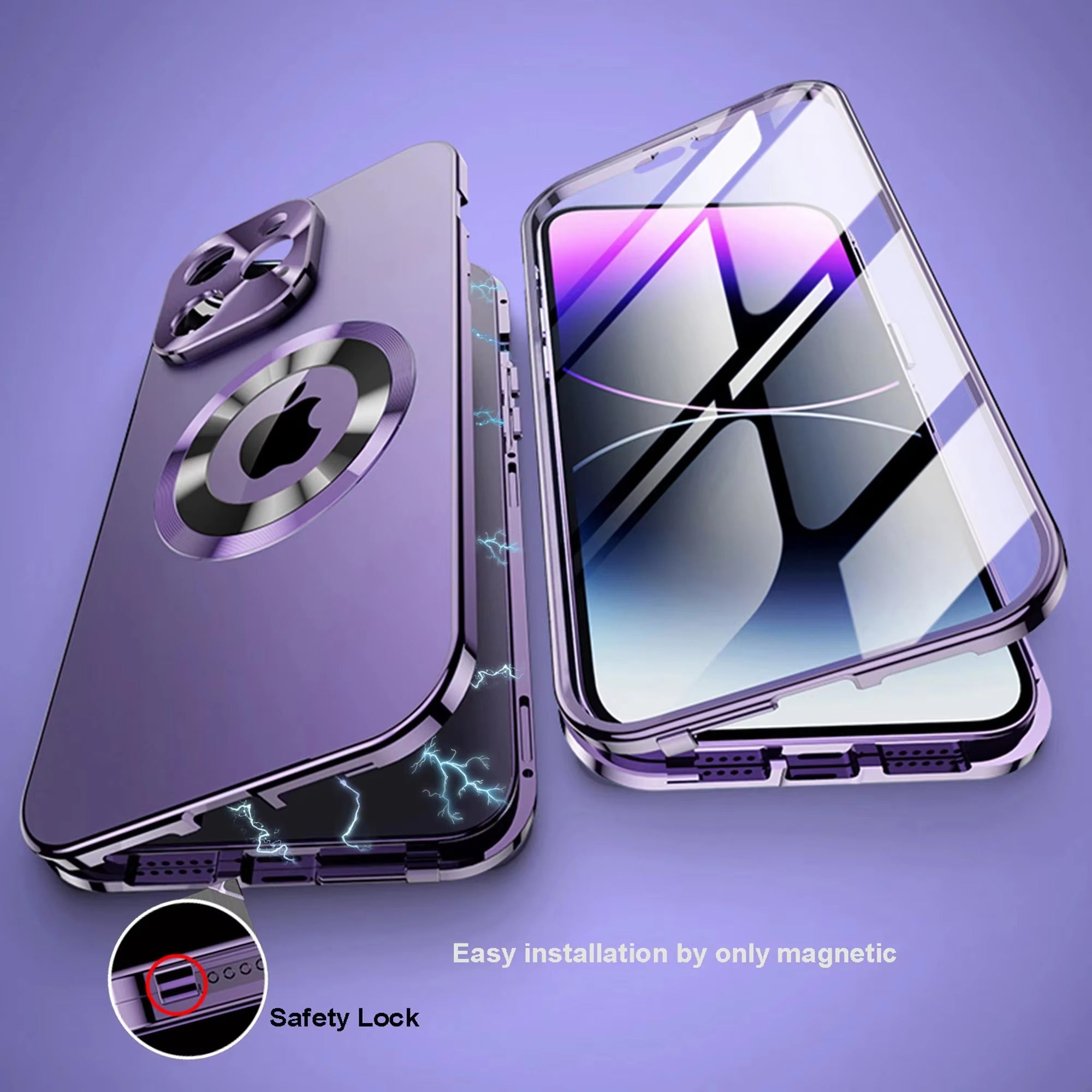 High Quality Apple iPhone Case Ultra Thin Shockproof Magnetic Full All Around Protection Cover with Frosted Glass Metal Lens