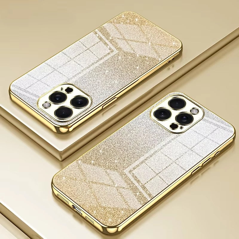 Luxury Apple iPhone Case, MagSafe Compatible, Camera Lens & Screen Protection, Ultra Thin, Shockproof, Magnetic Full All Around Cover – Electroplated Glitter Soft TPU Case with Shockproof Back Protection