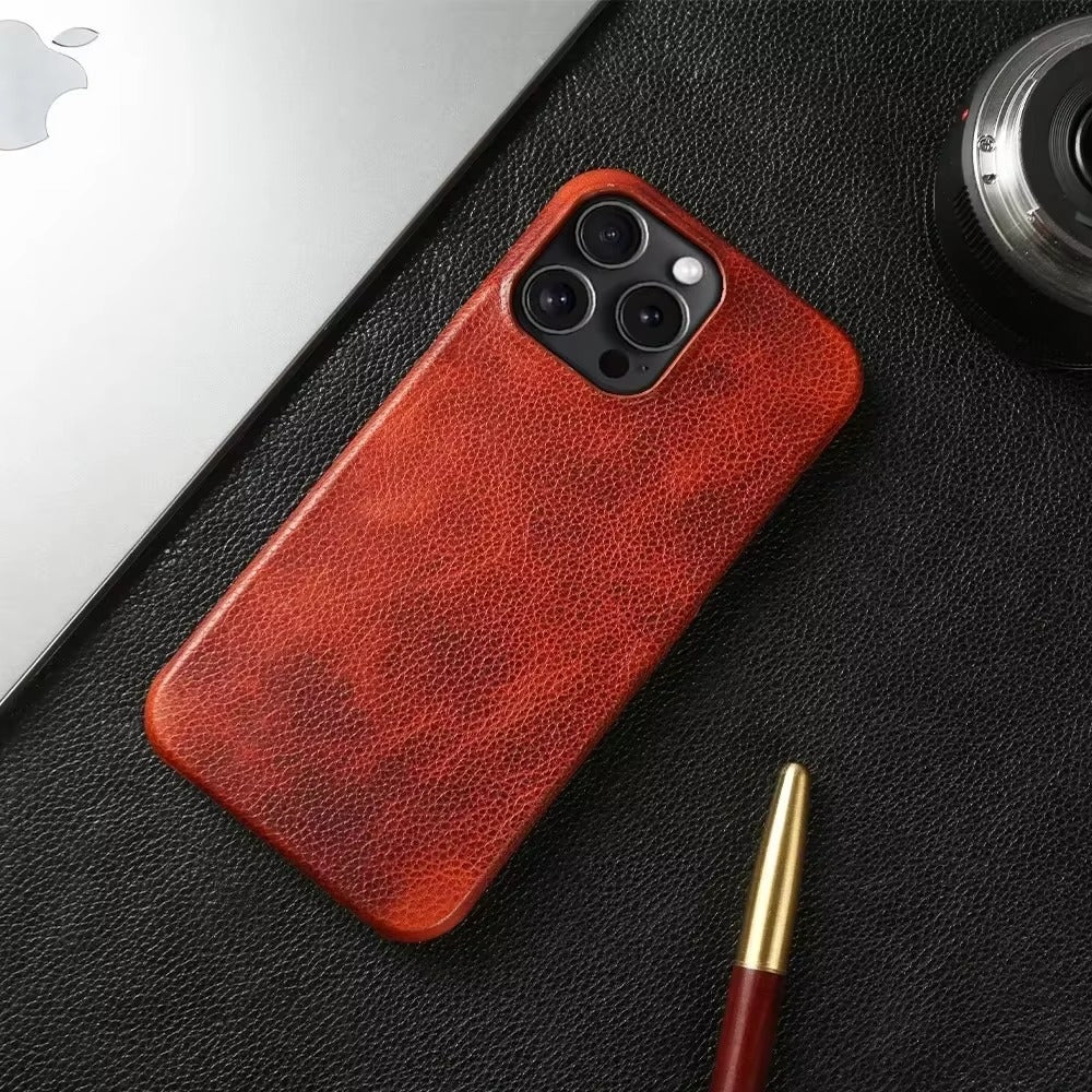 Luxury Genuine Leather Apple iPhone Case, MagSafe Compatible, Ultra Thin Magnetic and Durable Back Shell Design