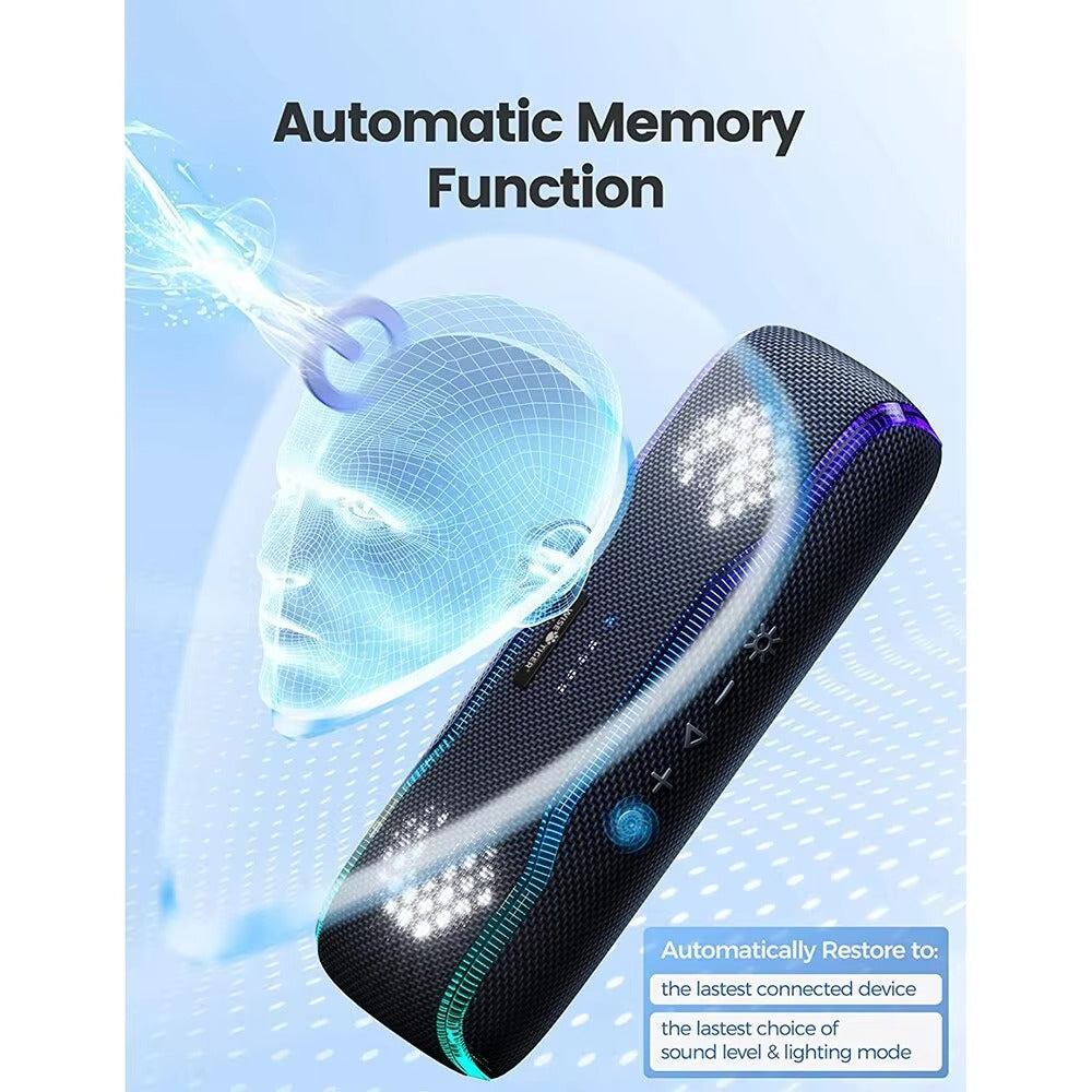 Premium Portable Bluetooth Speaker – IPX7 Waterproof Outdoor Sound Box with 25W Stereo Output, Colorful LED Lights, BT 5.3 Surround Sound System