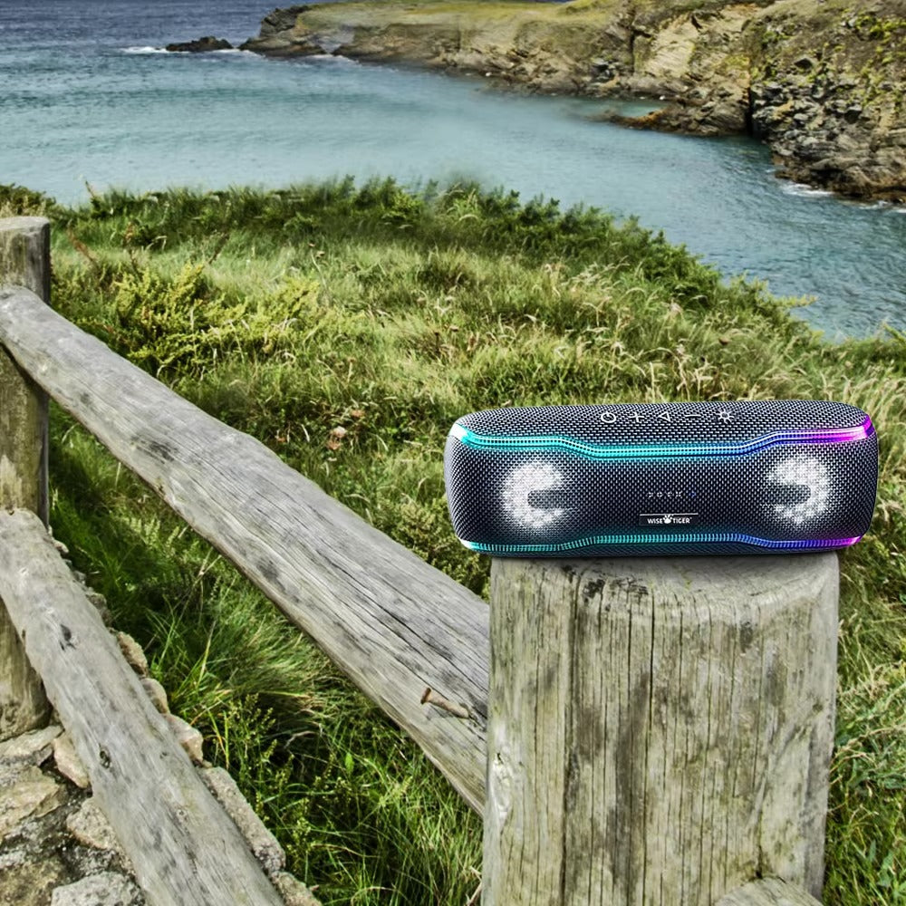 Premium Portable Bluetooth Speaker – IPX7 Waterproof Outdoor Sound Box with 25W Stereo Output, Colorful LED Lights, BT 5.3 Surround Sound System