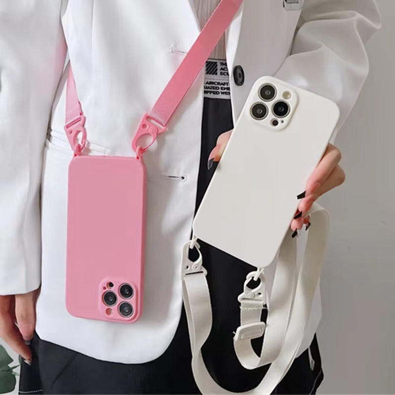 High Quality Apple iPhone Case,Ultra Thin Full Protection Cover with Soft Silicone Shell and Crossbody Necklace Lanyard
