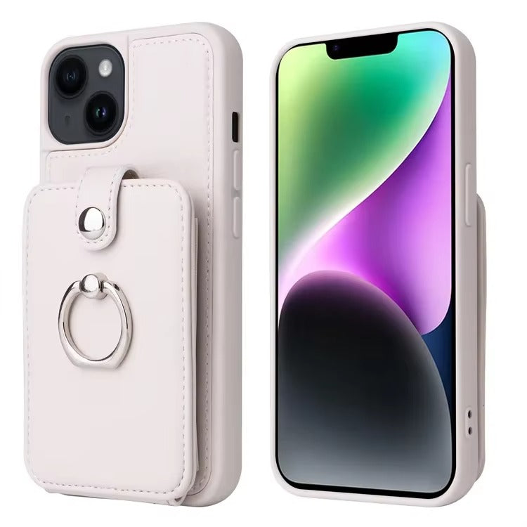 Premium Leather Apple iPhone Case, MagSafe Compatible, Ultra Thin Magnetic Card Slot Wallet and Ring Grip