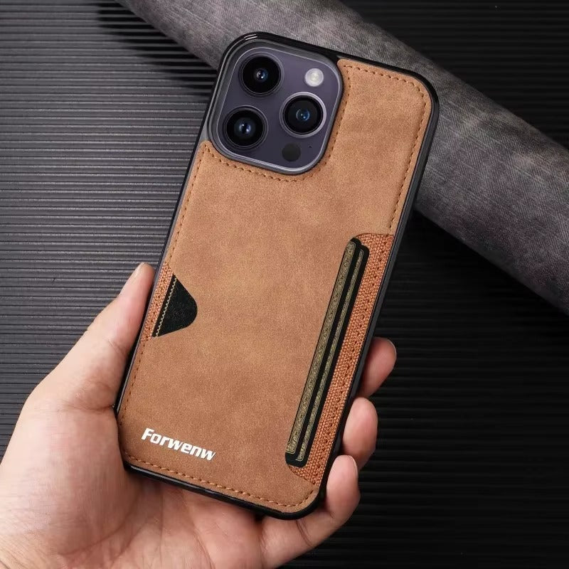 Luxury Apple iPhone Case, MagSafe Compatible, Camera Lens and Screen Protection, Ultra Thin, Shockproof, Magnetic, Full All Around Protection, Retro Leather Wallet Cover