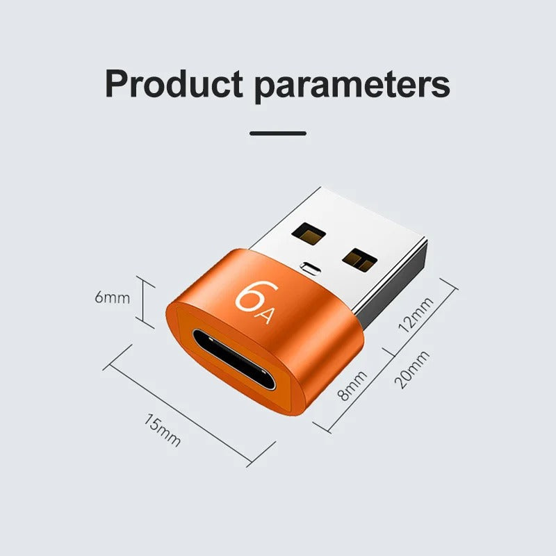High Quality USB to Type-C Charger Adapter – 2PCS OTG Converter for iPhone, Plug & Play, Data Sync 480Mbps, Aluminum Alloy, Universal Type-C Compatibility