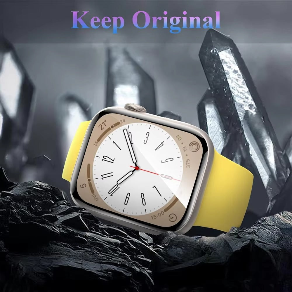 Premium 3D Full Cover Tempered Glass Screen Protector for Apple Watch – Anti-Fingerprint, Shockproof Case Bundle 38mm–49mm