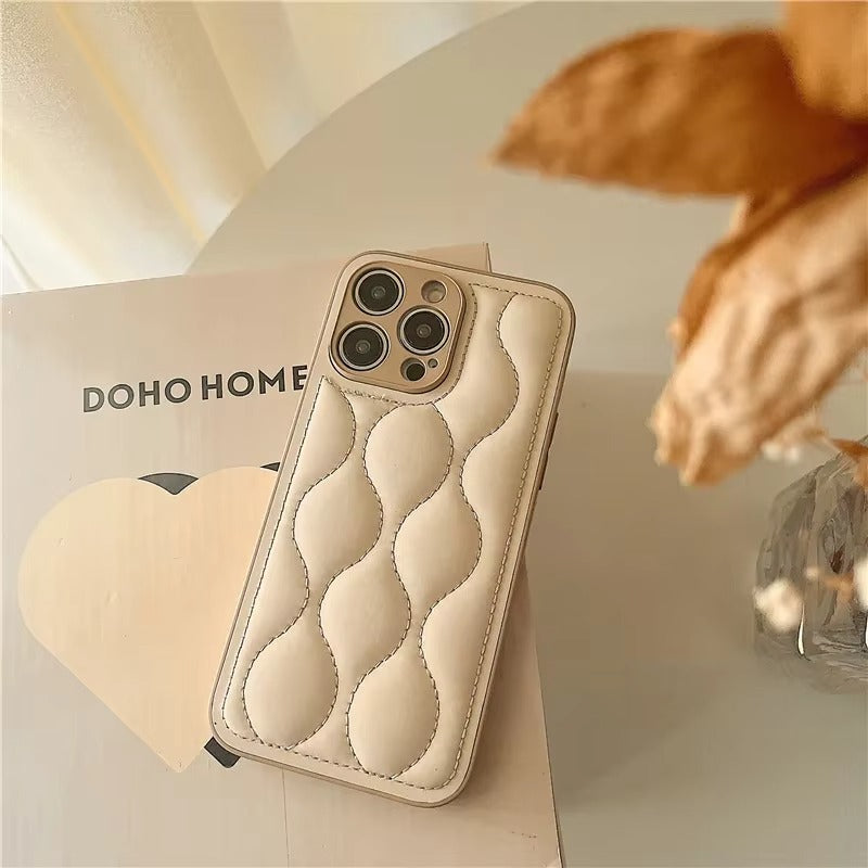 Luxury 3D Texture Apple iPhone Case, MagSafe Compatible, Ultra Thin Magnetic with Solid Color Silicone Bumper and Wavy Design